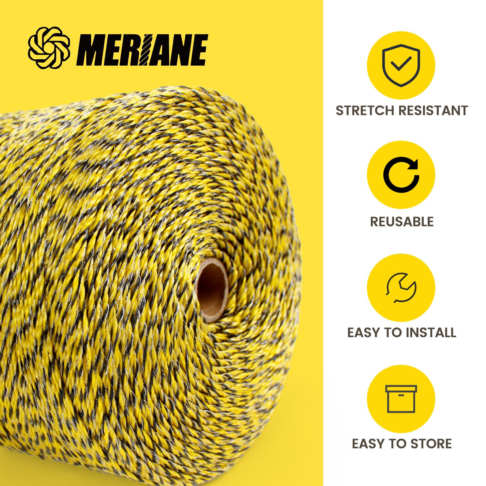 MERIANE wire wound on a reel in use for faster portable fencing setup