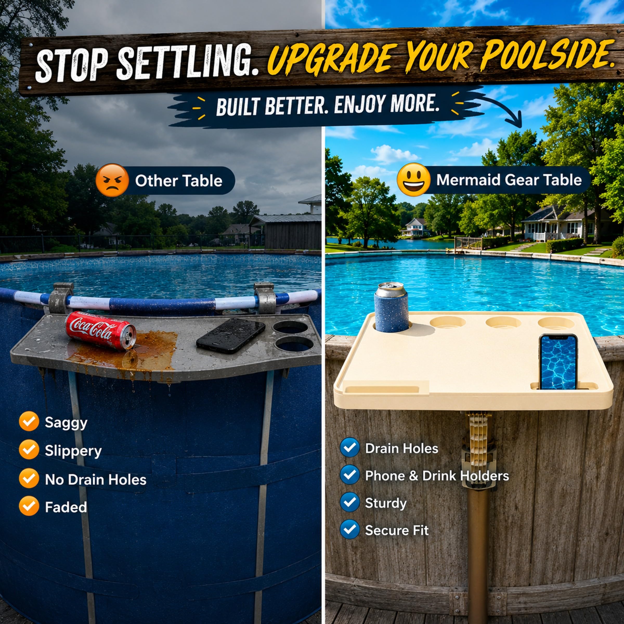 Mermaid Gear on patio with snacks and drinks for entertaining convenience