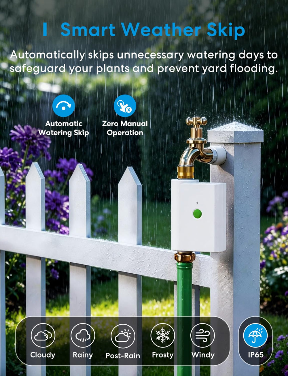 meross weatherproof case detail demonstrating IP65 protection outdoors