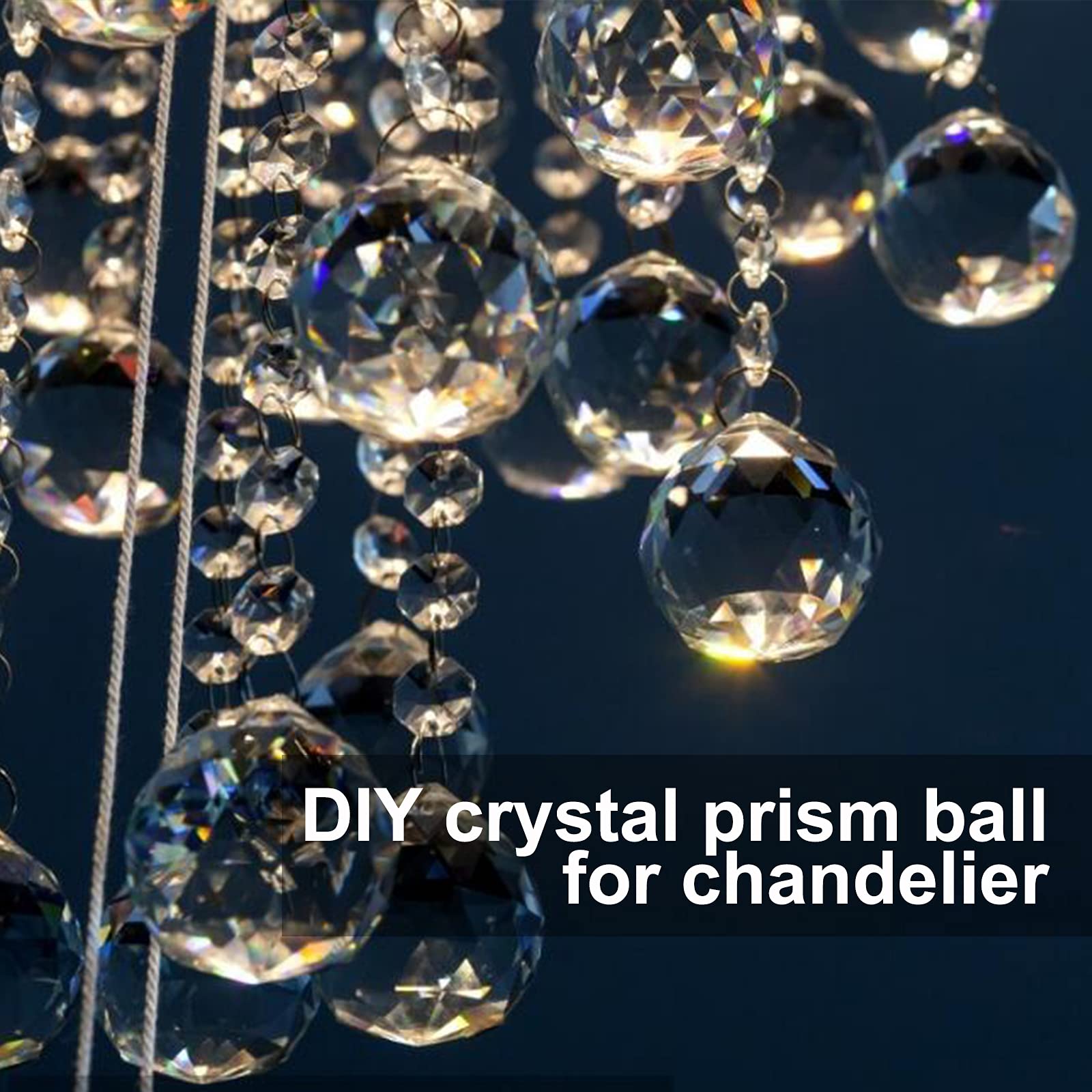 MerryNine crystal attached to chandelier adding twinkling accent and light diffusion