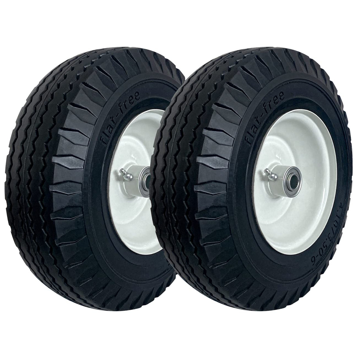 MerryYard front view of the 4.10/3.50-6 wheel pair showing ready-to-install rim benefit