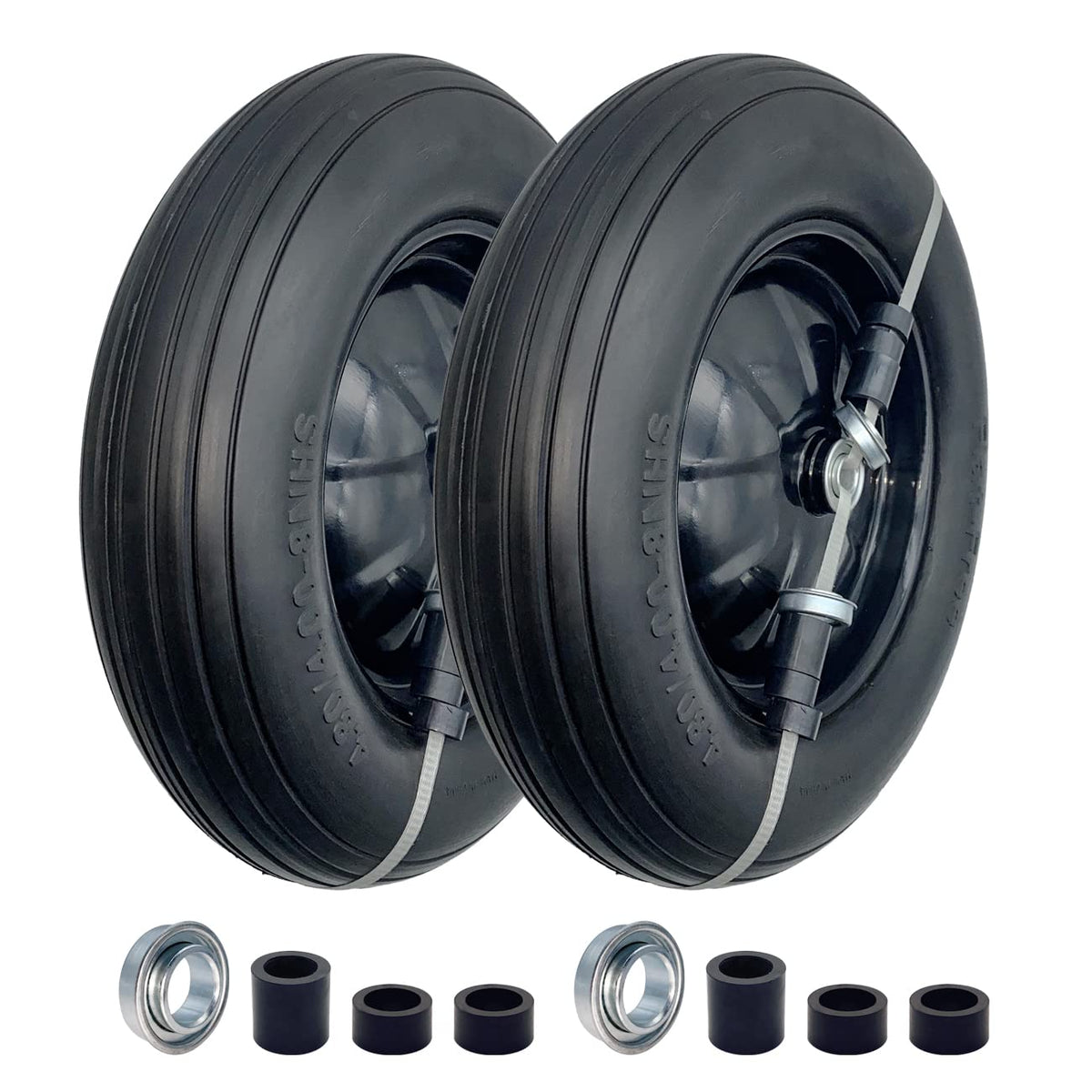 MerryYard front wheel assembly on steel rim showing full tire profile and durability