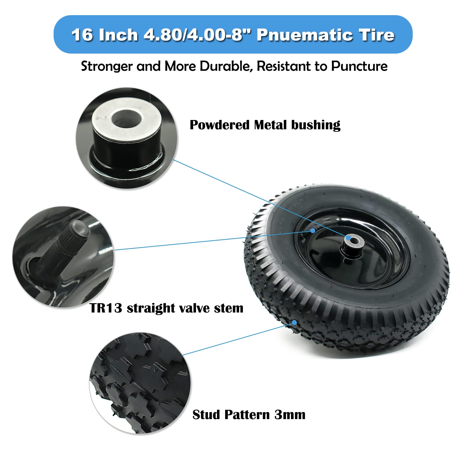 MerryYard hub and powdered metal bushing detail for long-lasting axle support