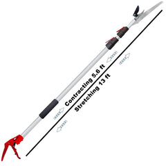 Mesoga front view of the full telescoping pruner showing attachments and benefits