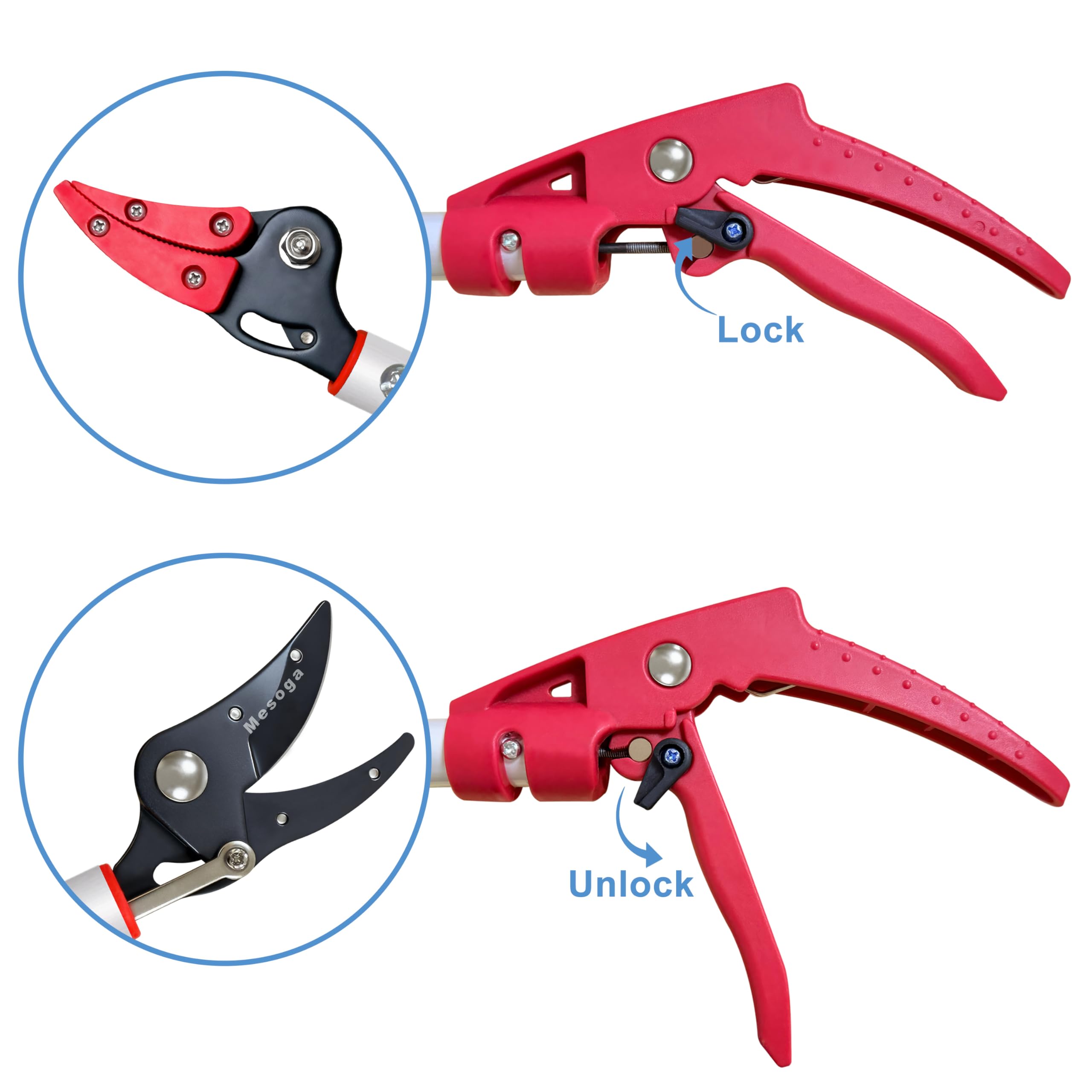 Mesoga adjustable head rotated demonstrating angle access benefit