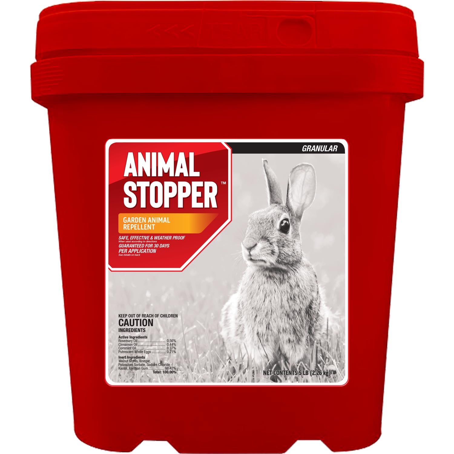 Messinas front packaging of granular repellent showing label and weight for clear purchase benefit