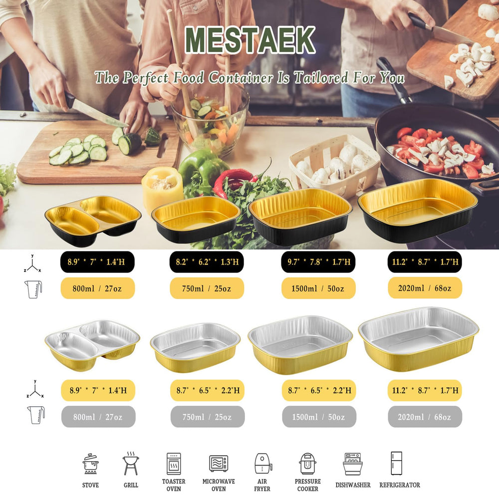 MESTAEK pan on buffet table showing elegant black-and-gold presentation for catering