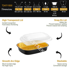 MESTAEK pan with snap-on lid demonstrating secure transport and storage