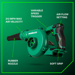 Metabo HPT blower rubber nozzle closeup for focused airflow and precision