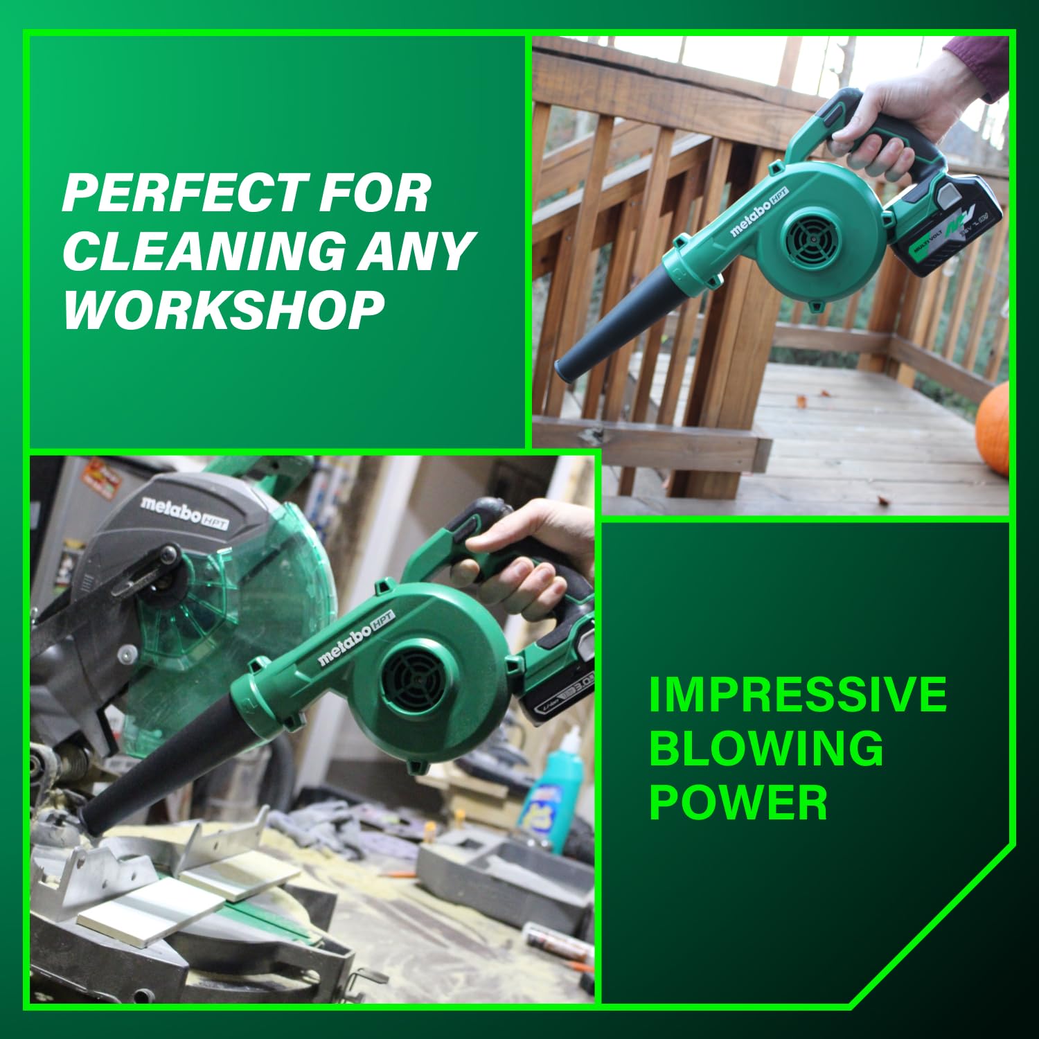Metabo HPT blower trigger and thumb lock demonstrating comfort and reduced fatigue