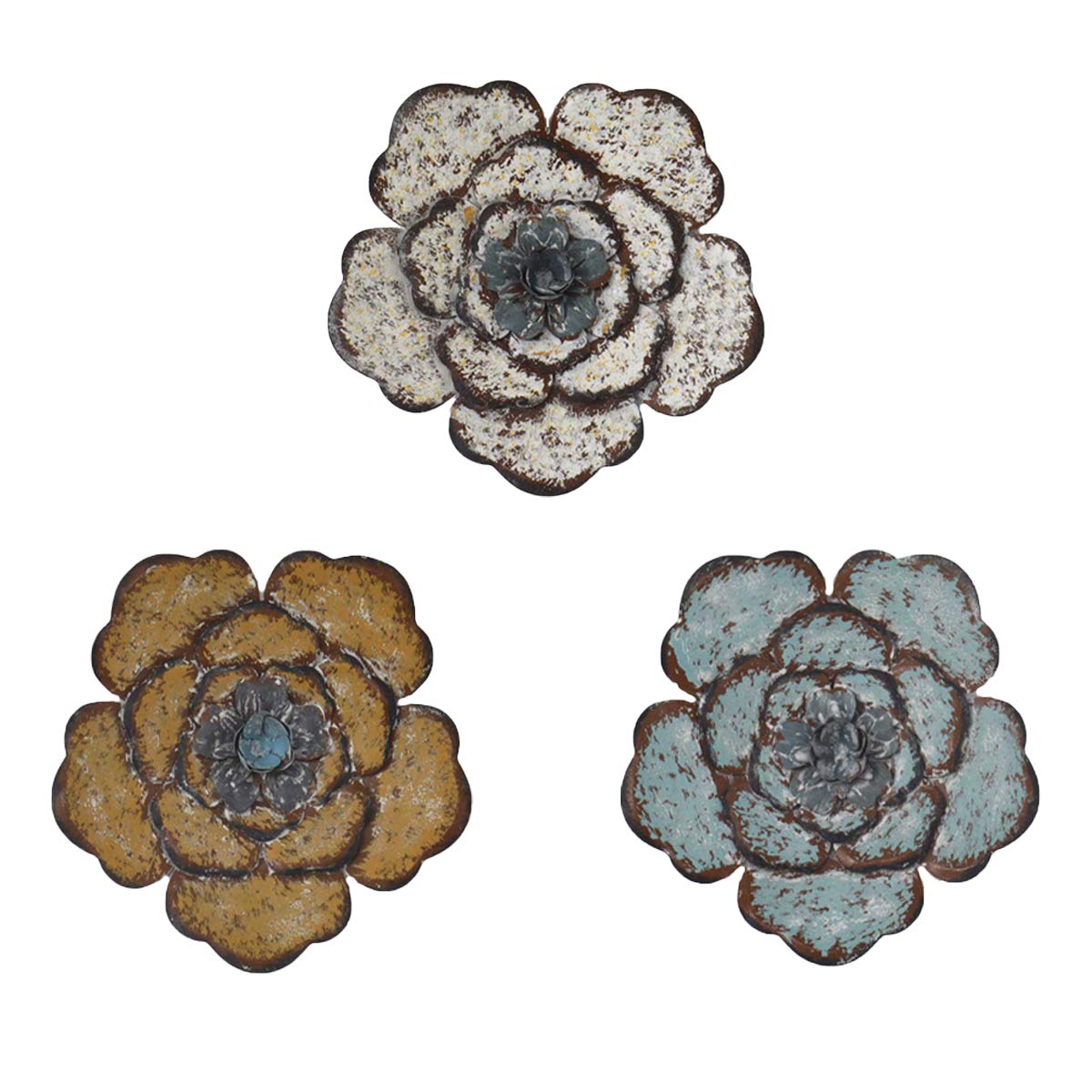 metal flower front view showing colorful petals and instant wall accent