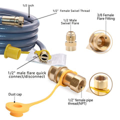 METER STAR close-up of 10 ft 1/2 inch ID natural gas hose for extended reach