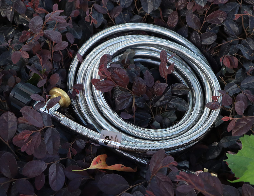 METER STAR hose used with tabletop grill while camping for uninterrupted cooking