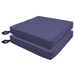 Metliv front view of navy chair cushions showing neat fit and style
