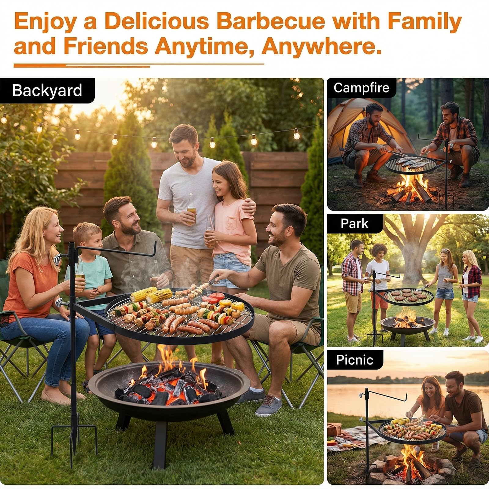 METORICO backyard campfire lifestyle scene demonstrating versatile outdoor cooking