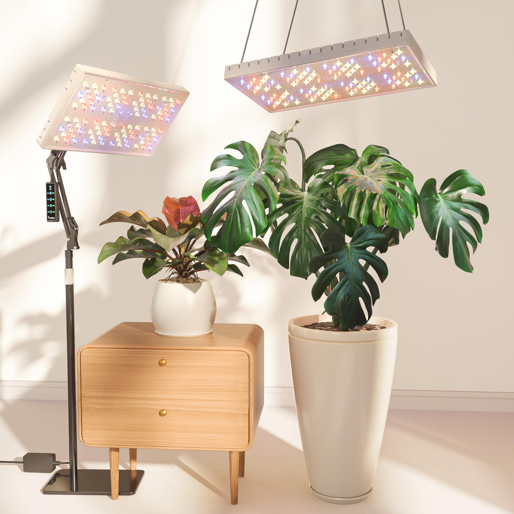 MetryGrow front view with stand showing even illumination benefit