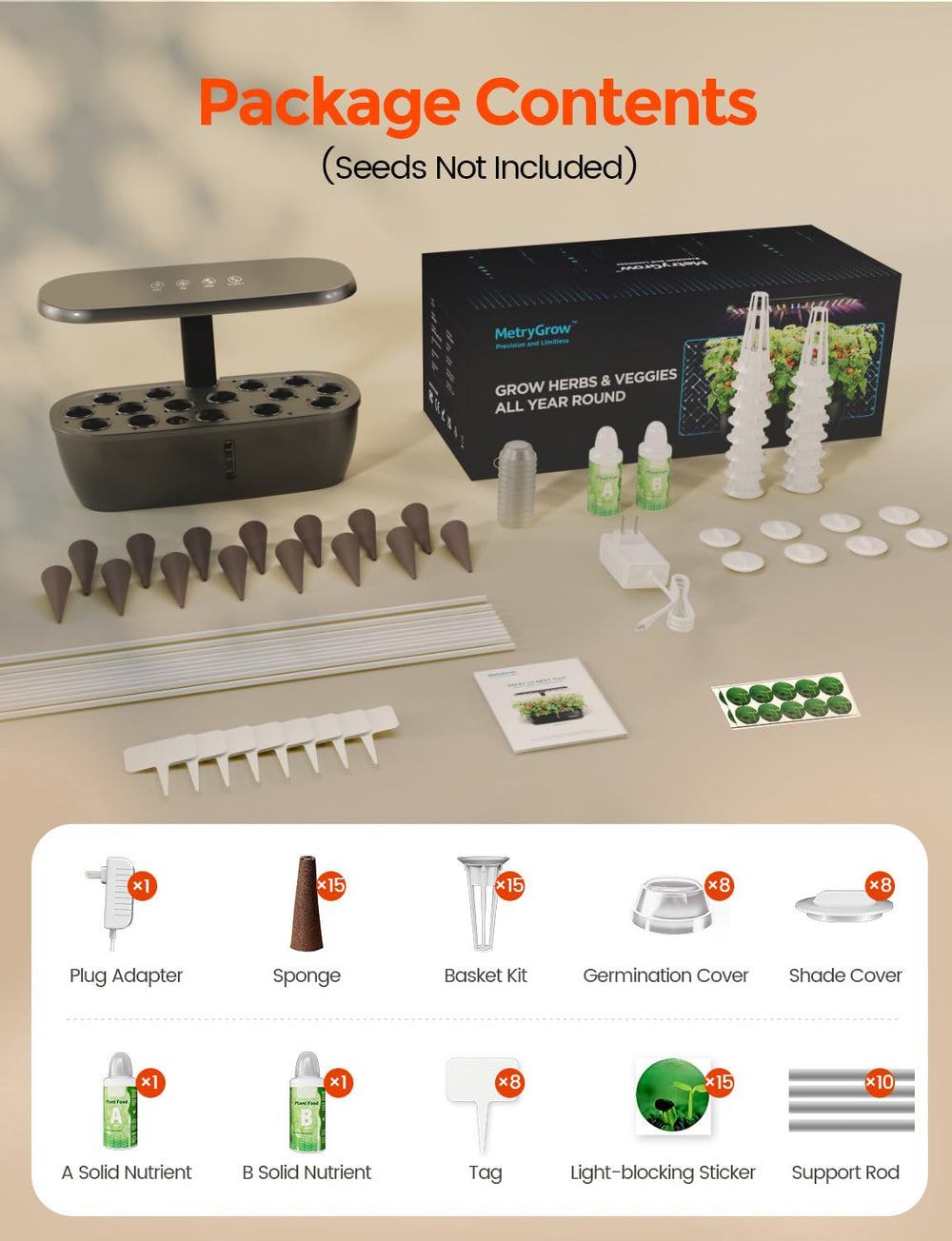 MetryGrow MG-15 kit completo empaquetado listo para regalar o montar
