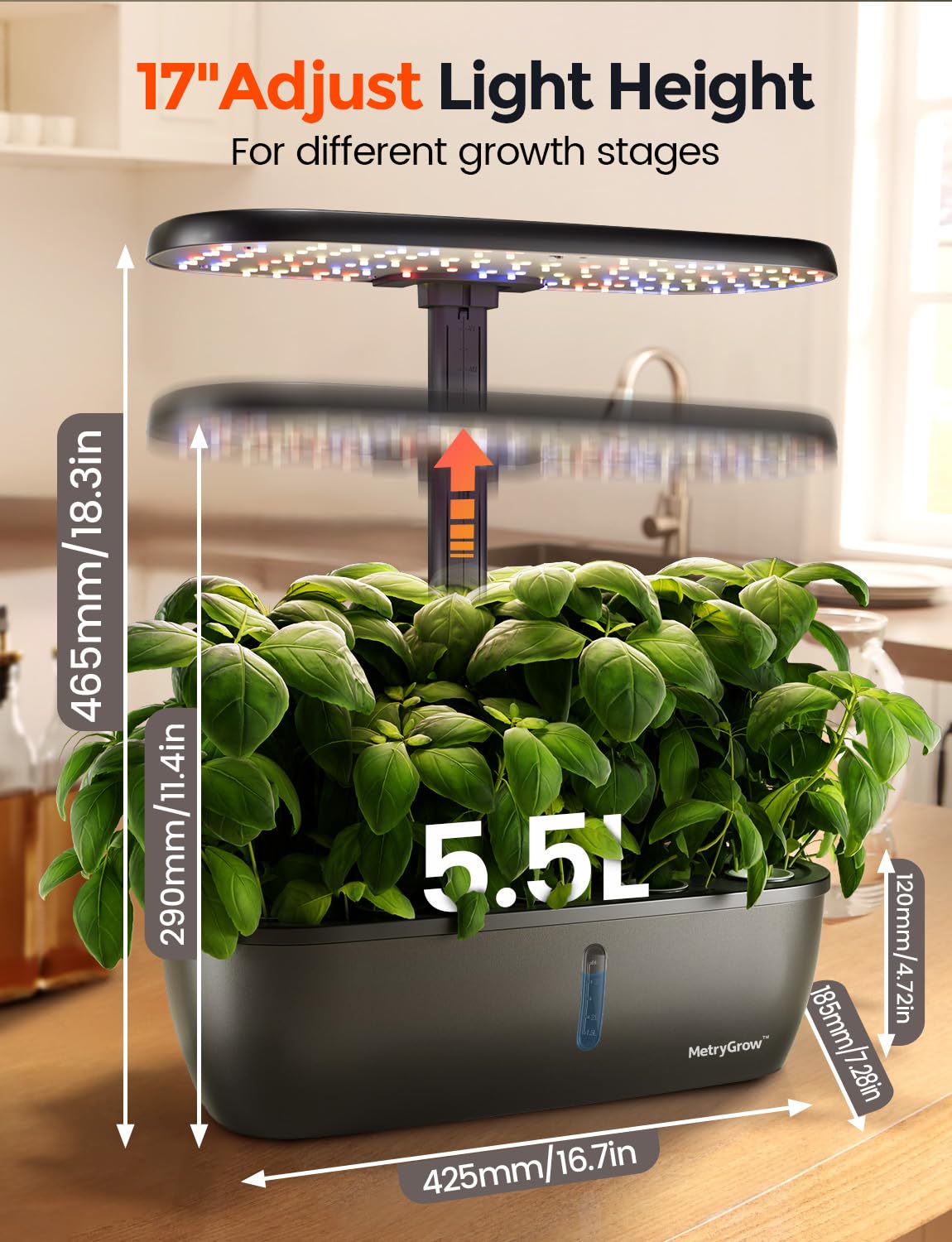 MetryGrow MG-15 recolección de albahaca fresca directamente del sistema
