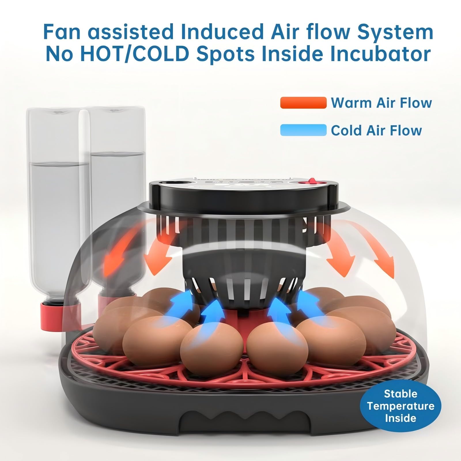 Meuiosd water refill system showing gravity feeder that maintains steady humidity