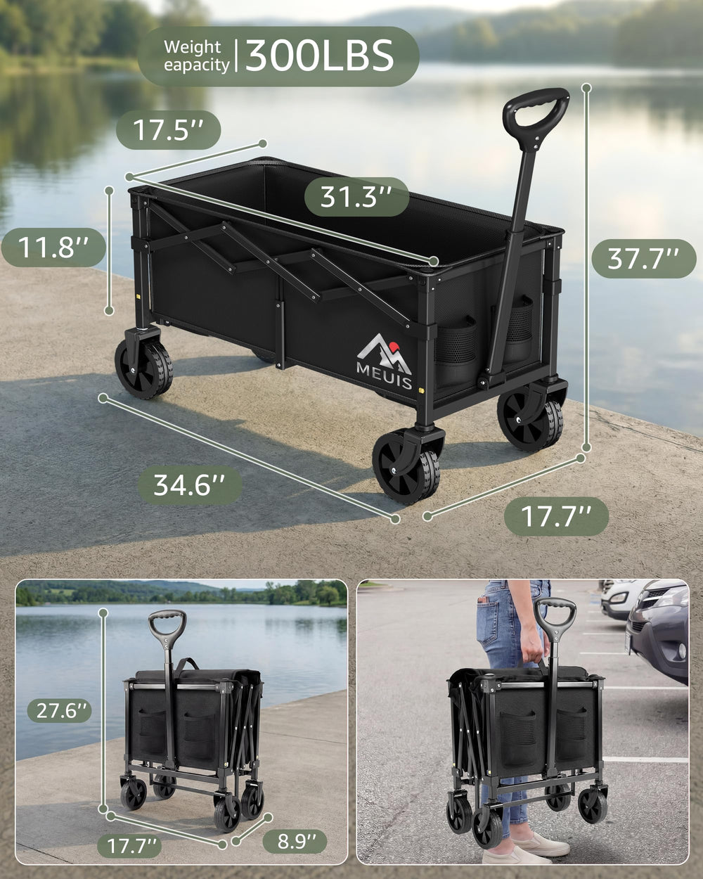 MEUIS folded flat for compact transport and space-saving convenience