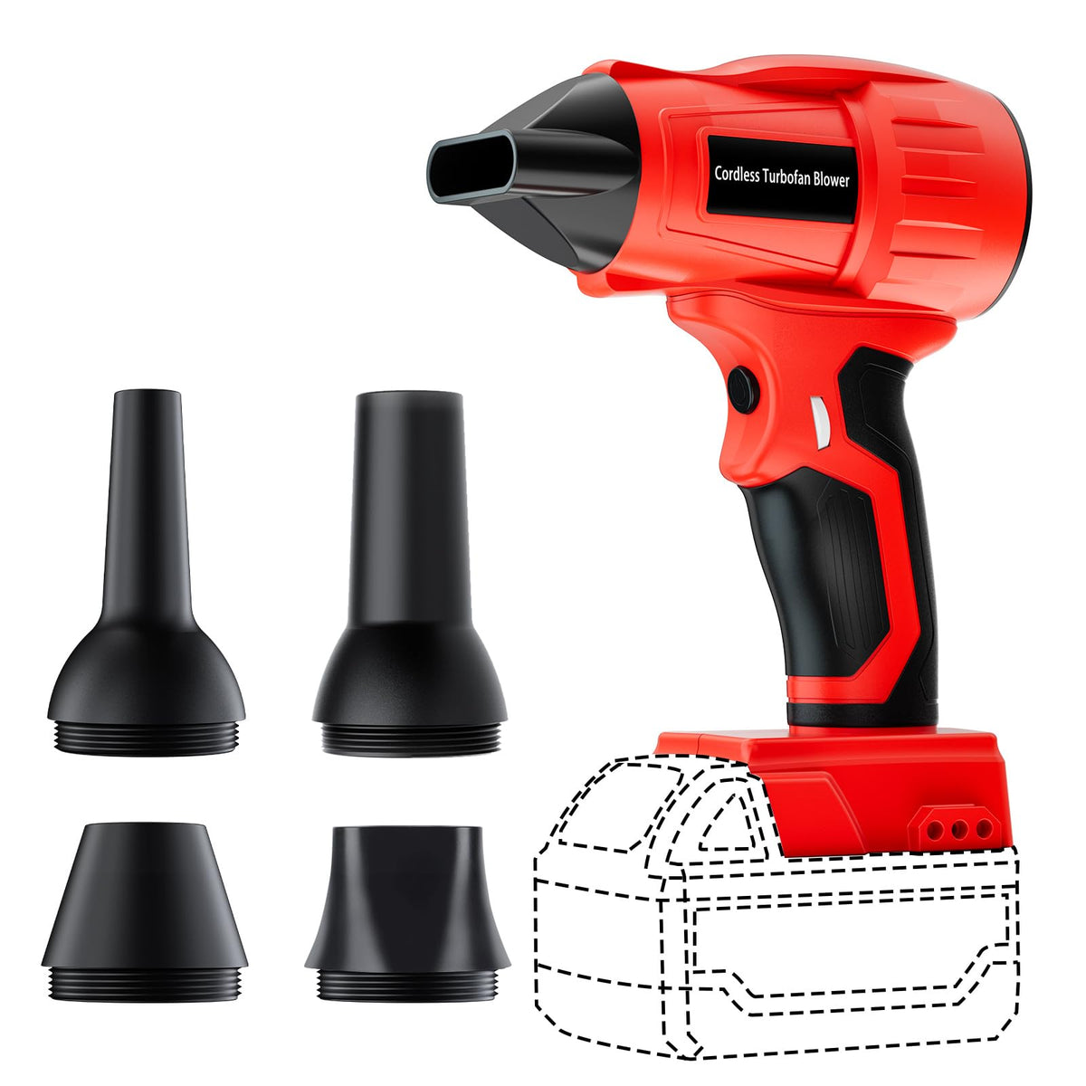 mewryytuo front view of cordless blower showing compact design and portability