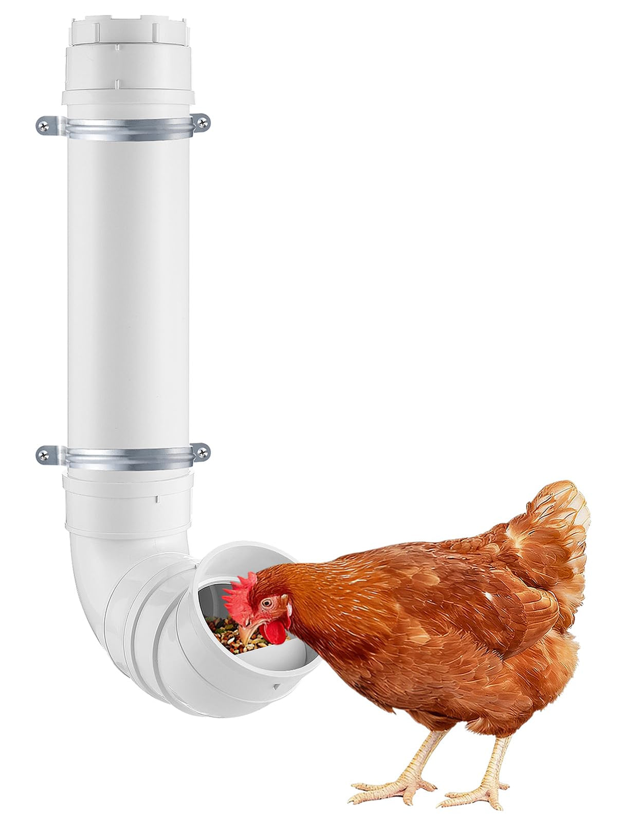 MEWTOGO front view of hanging feeder showing compact, no-waste design
