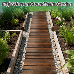 MEWTOGO wooden pathway laid to an above ground pool providing safe non-slip access
