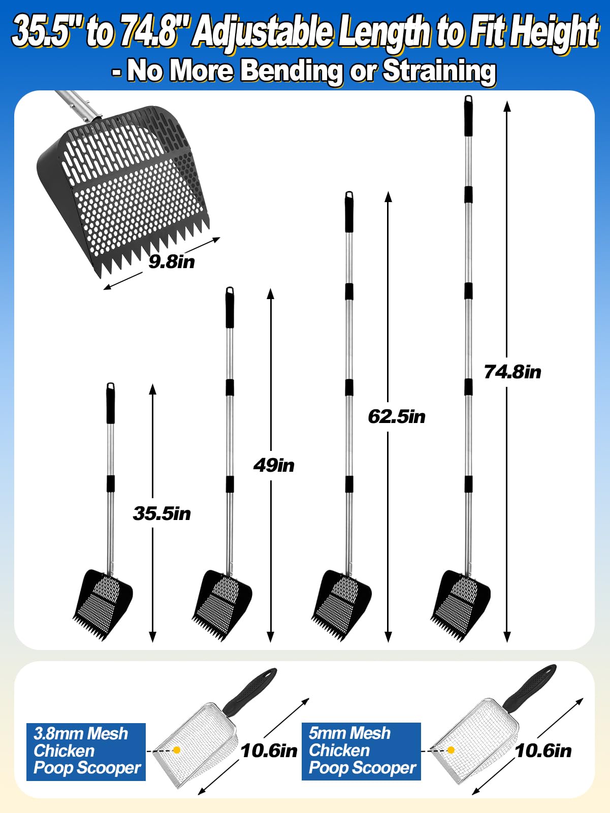 MEWTOGO scoop head close detail with tines for efficient scraping