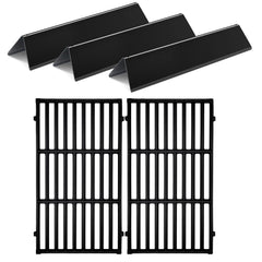 Meyafiny front view showing cast iron grates and flavorizer bars, improves searing