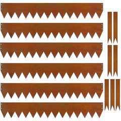 Meyoppm front view of boxed 6-pack edging showing durable corten finish
