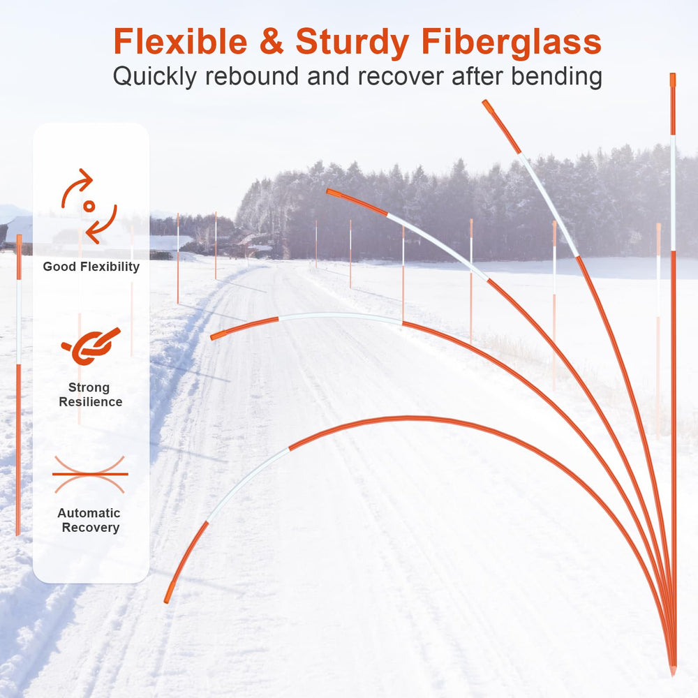 Meyoppm poles installed along a driveway improving plow guidance