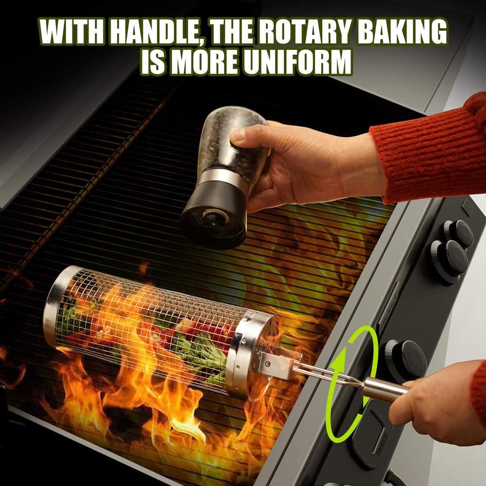 Meytunsin removable handle attached while grilling offering safe control and flipping