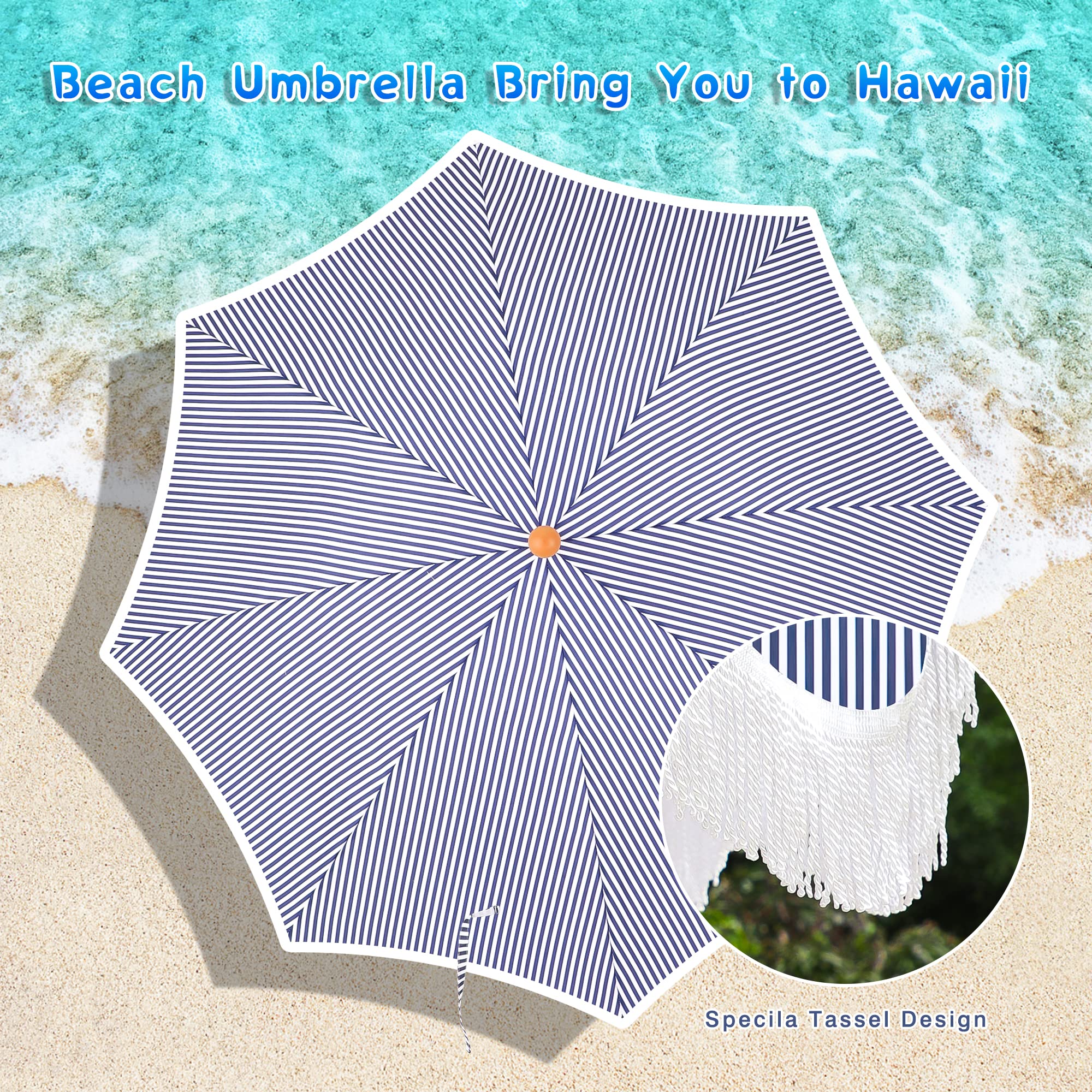 MFSTUDIO umbrella beside beach chair showing 7ft scale and coverage area