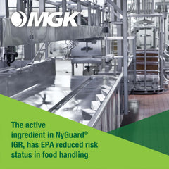 MGK NyGuard etiqueta con instrucciones y beneficios visibles