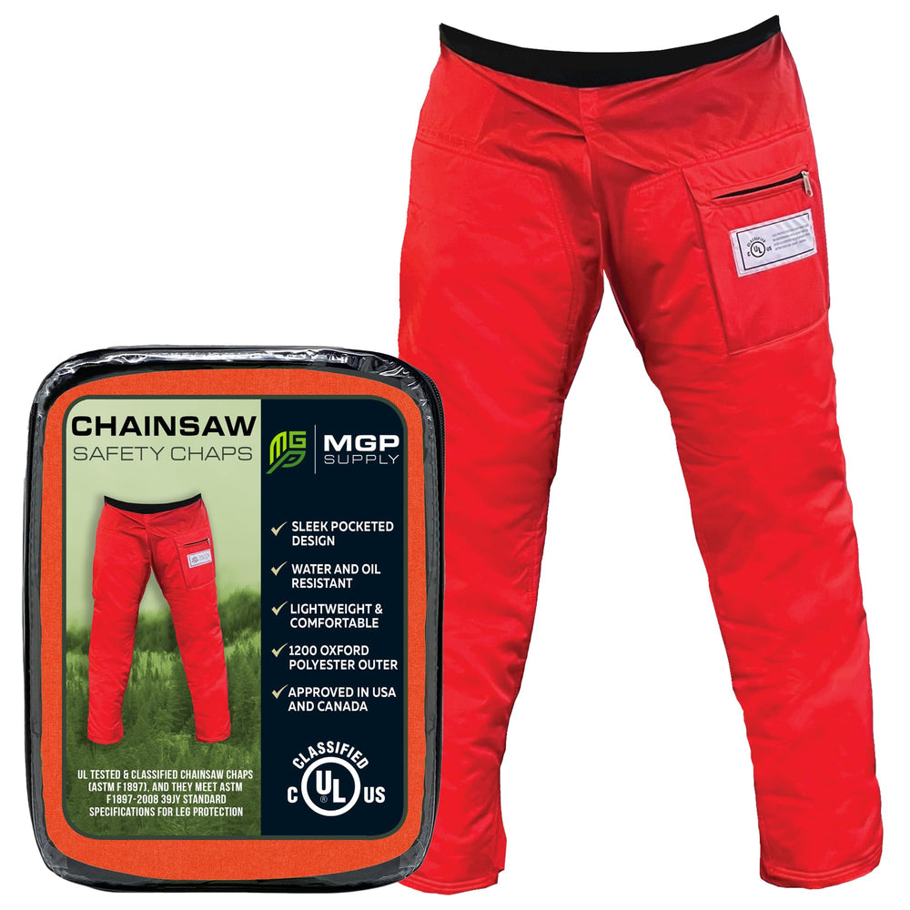 MGP SUPPLY back view of chaps displaying secure fit and comfortable rear panels for movement