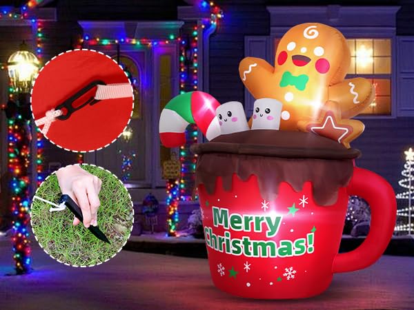 MGparty inflatable lit in a yard at night, enhances outdoor holiday display