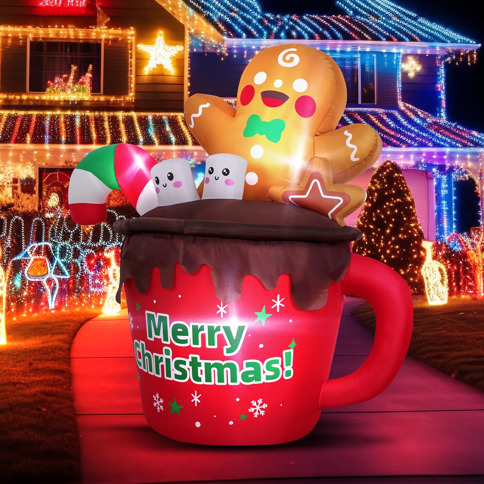 MGparty inflatable side profile highlighting mug shape and gingerbread figure