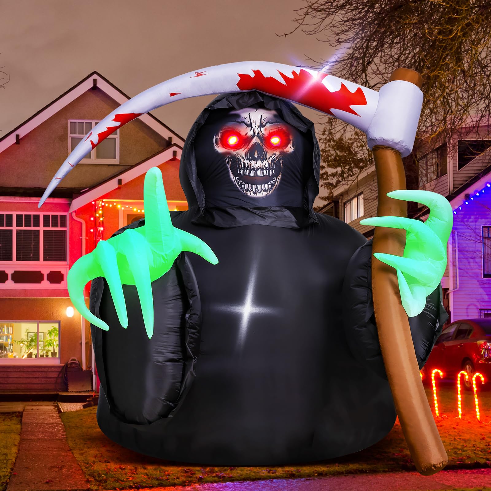 MGparty Grim Reaper yard display enhancing Halloween atmosphere
