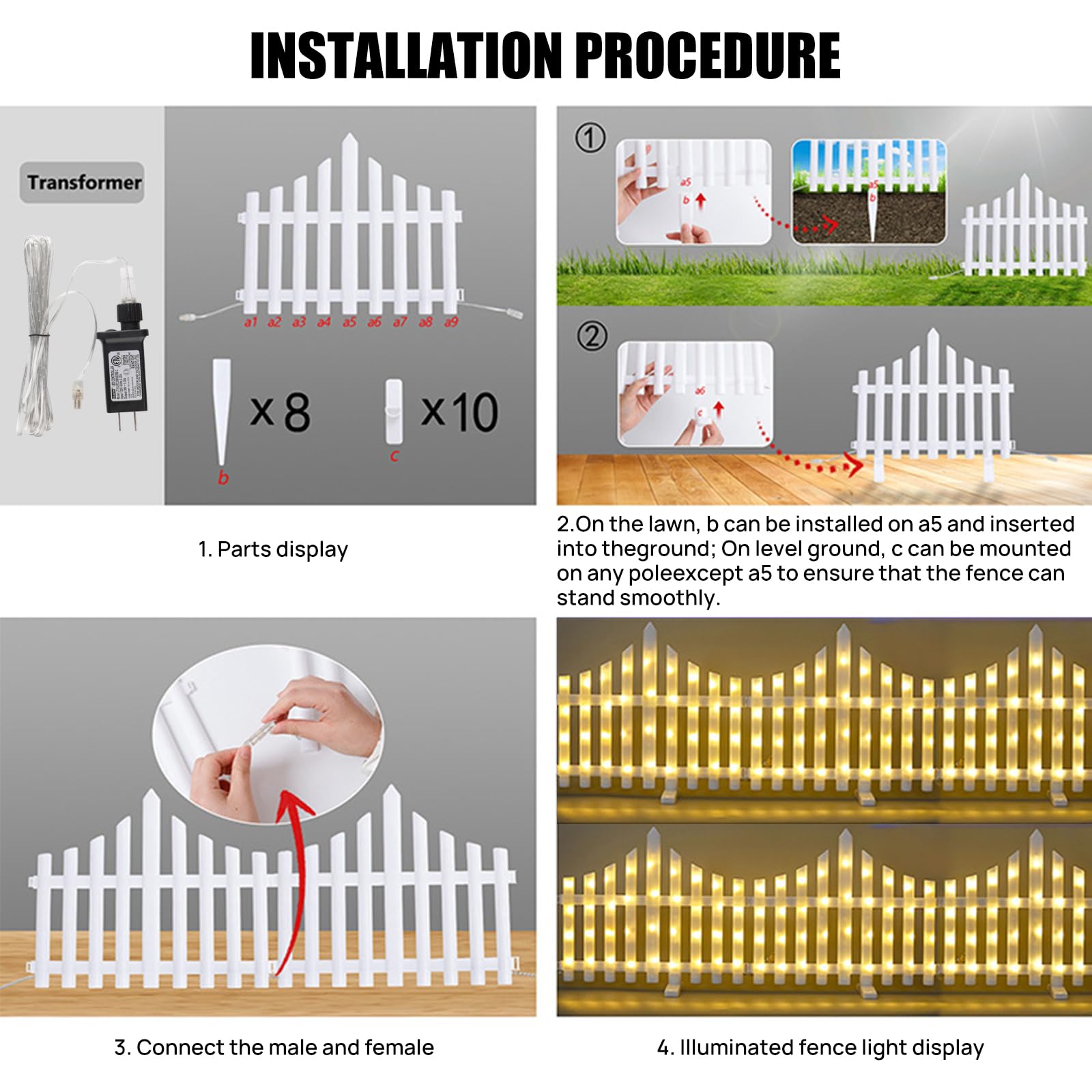MGupzao picket fence lights wrapped on Christmas tree showing easy install and festive ambiance benefit