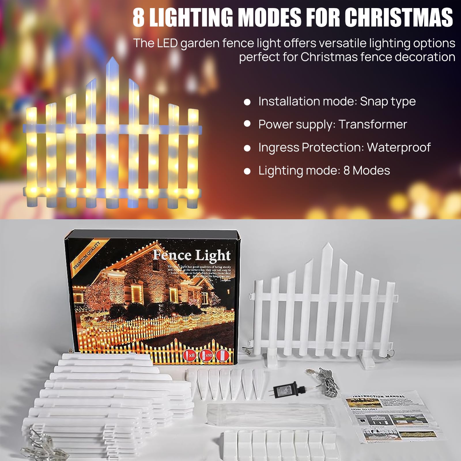 MGupzao open box with eight panels and lead wire showing complete kit ready-to-install benefit