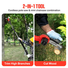 MGYM extended pole saw trimming high branches, reach without a ladder