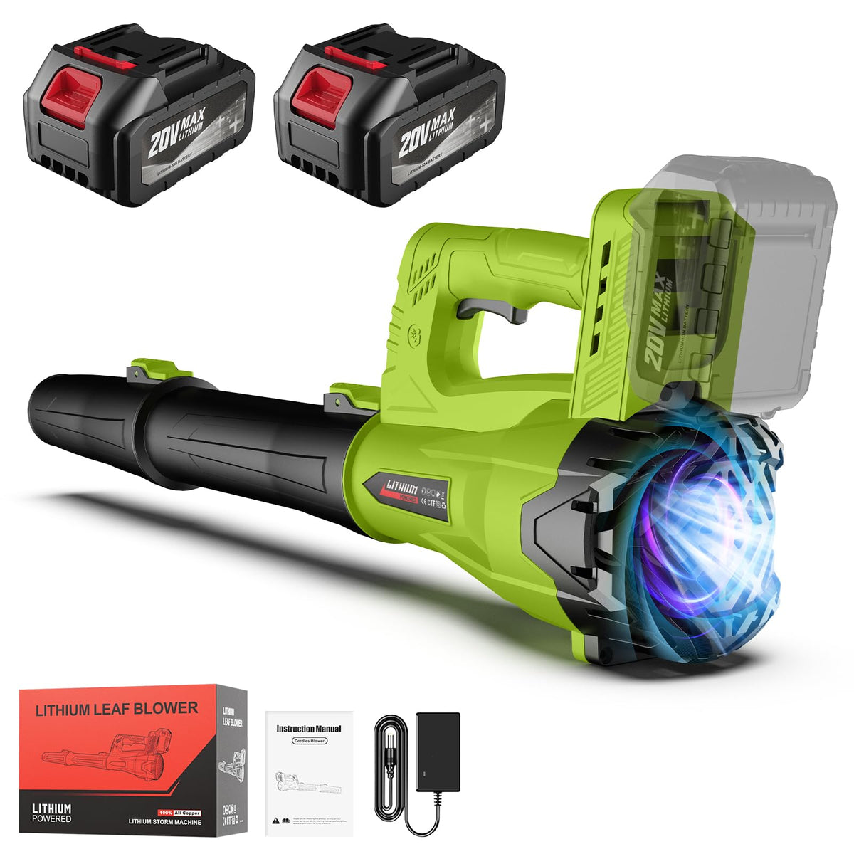MGYM front view of cordless blower showing compact design and portability benefit