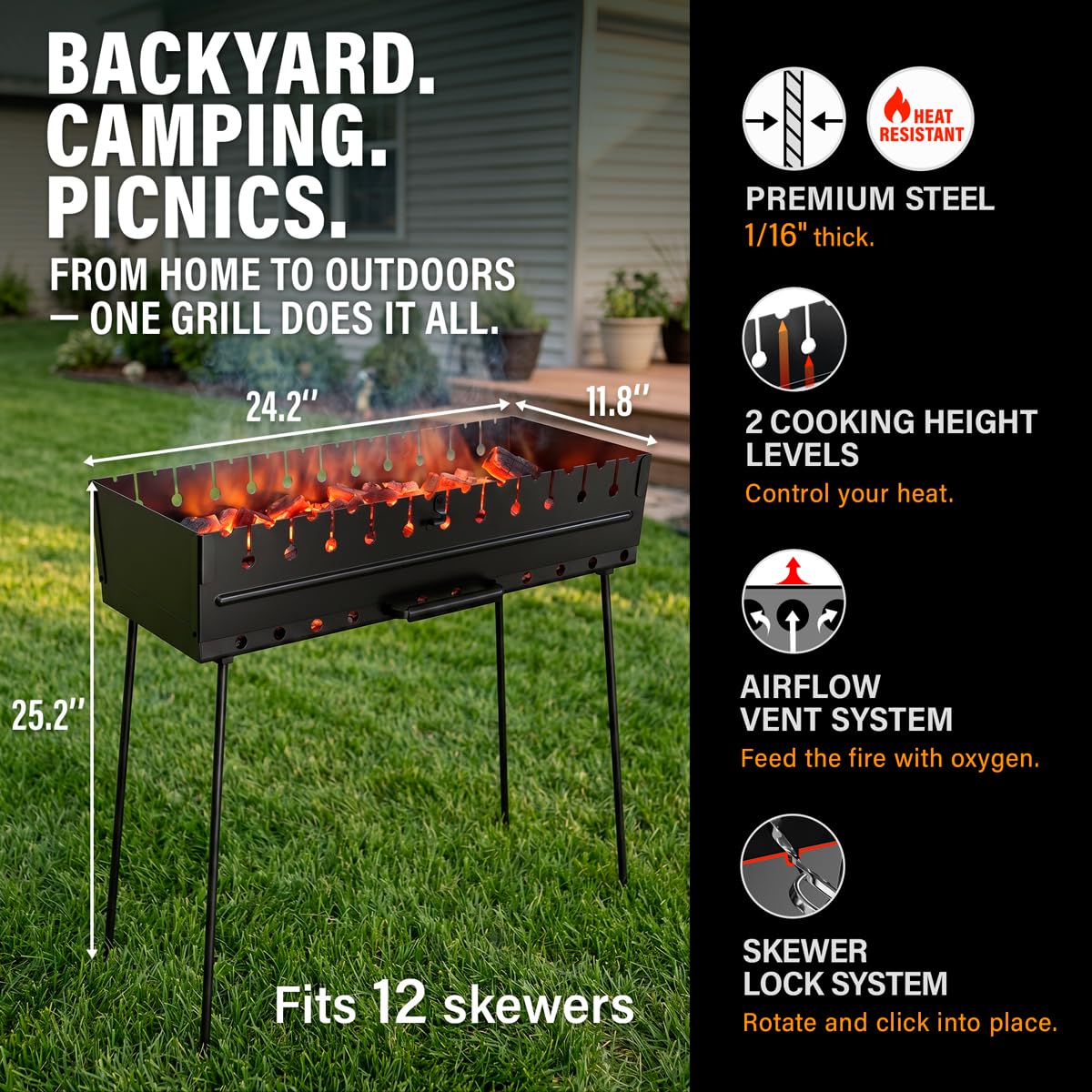 MHH folded mangal grill inside compact carry case illustrating tool-free storage convenience