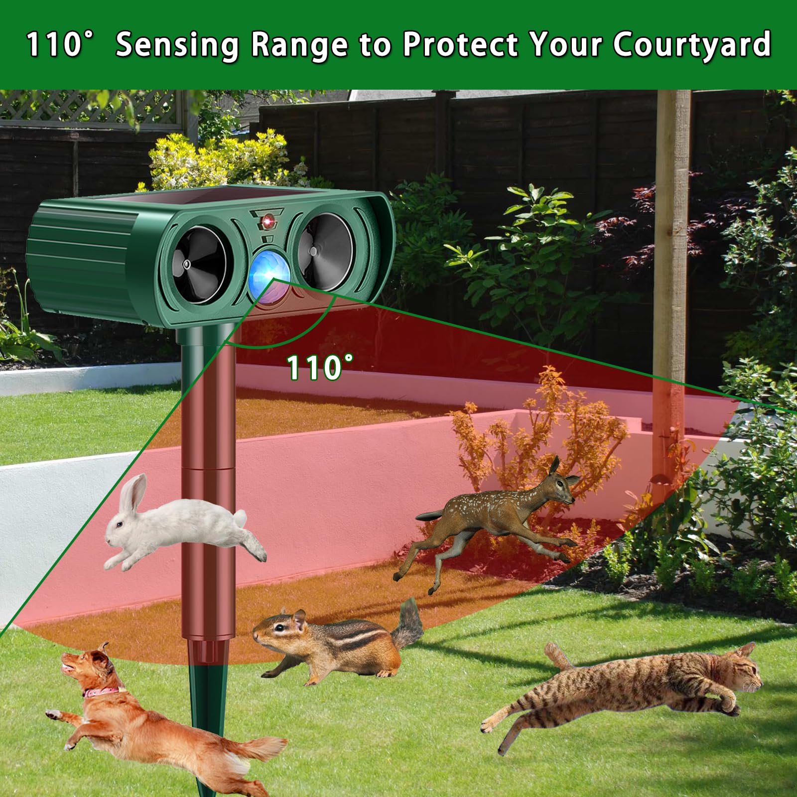 MHNKACA installed in a flower garden protecting plants with wide motion coverage
