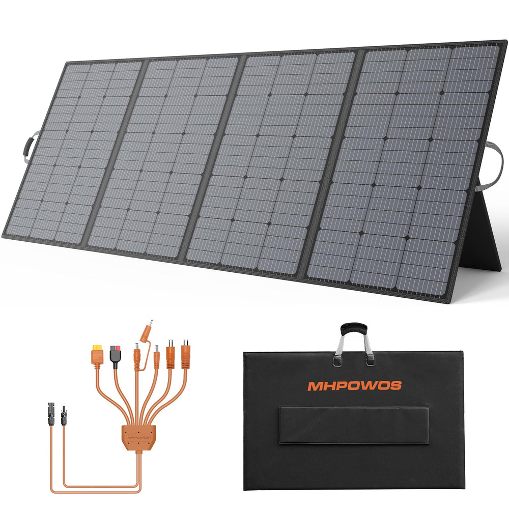 MHPOWOS folded panel front view showing compact portability and easy carry