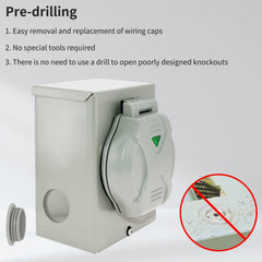 Miady close-up of pre-drilled knockouts, enabling flexible conduit routing