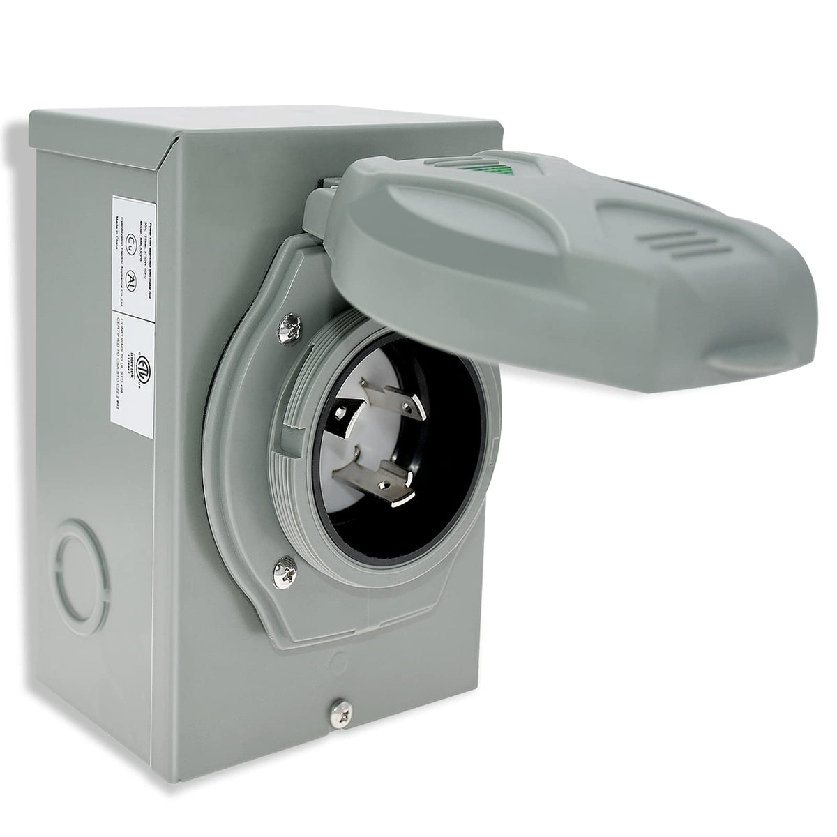 Miady front inlet box showing secure exterior mounting and easy access