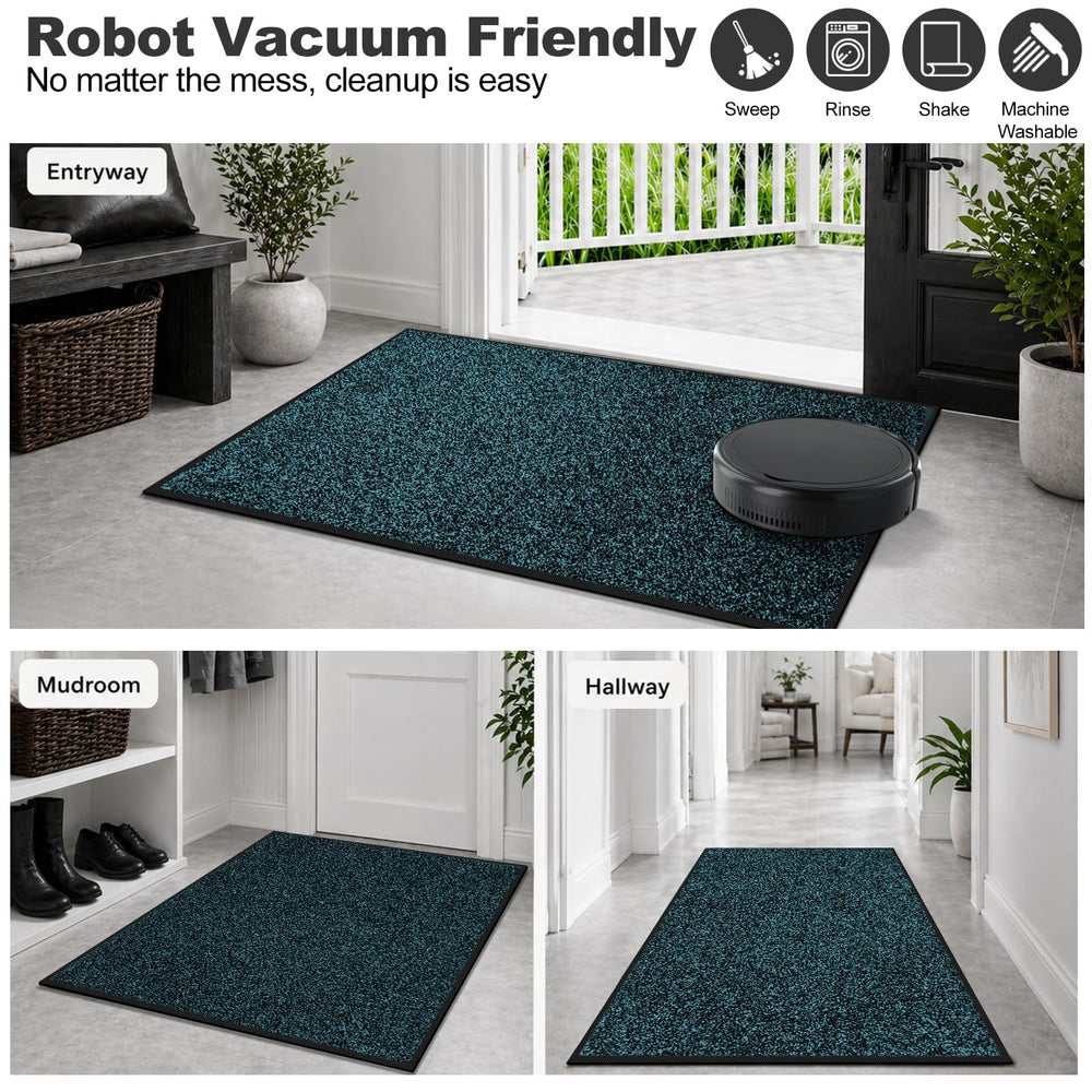 Mibao mat in front of a door catching dirt and keeping floors dry