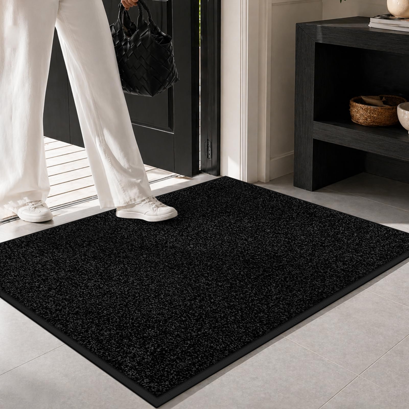 Mibao front mat flat lay showing clean edges and modern look benefits floors