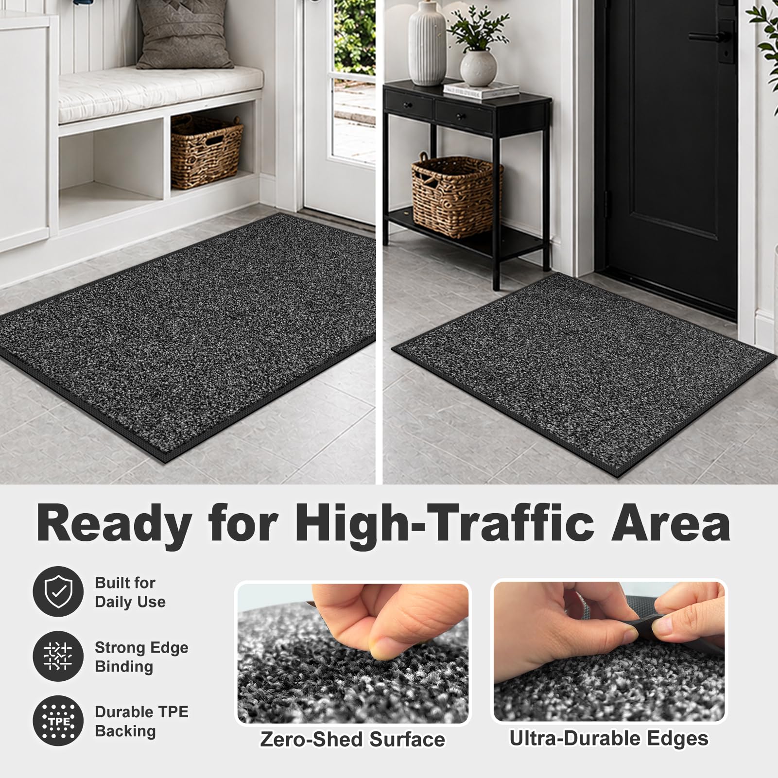 Mibao mat beside shoe to illustrate 36x24 size and coverage